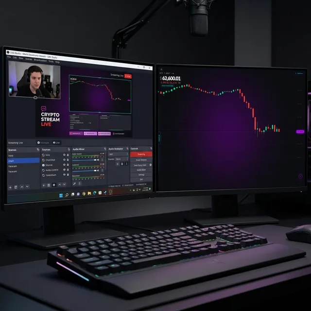 OBS studio screen recording layout overlay with live charts