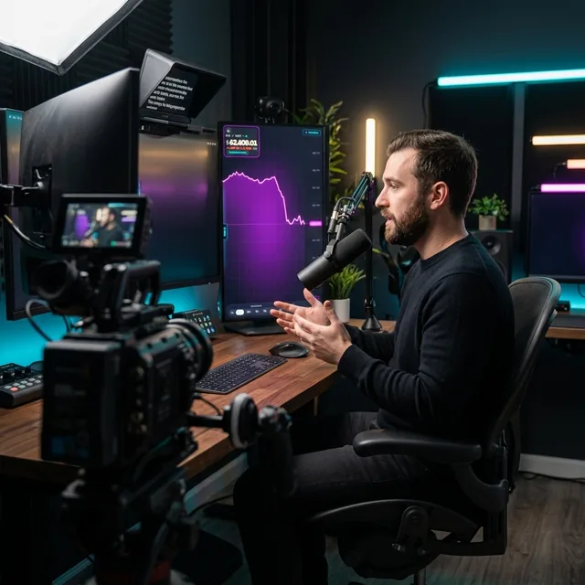 Side profile talking head background display for creators